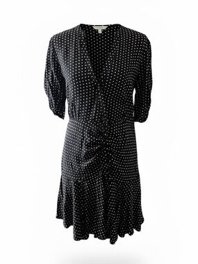 #320, Free People 40’s inspired black/white polka dot short dress, size L